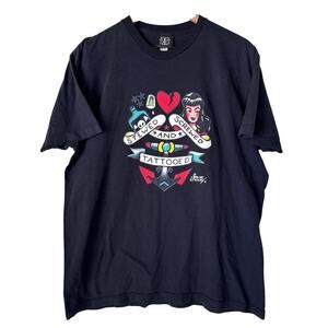 SAILOR JERRY Graphic T-shirt XL Traditional Tattoo Alt Edgy Goth Black Cotton